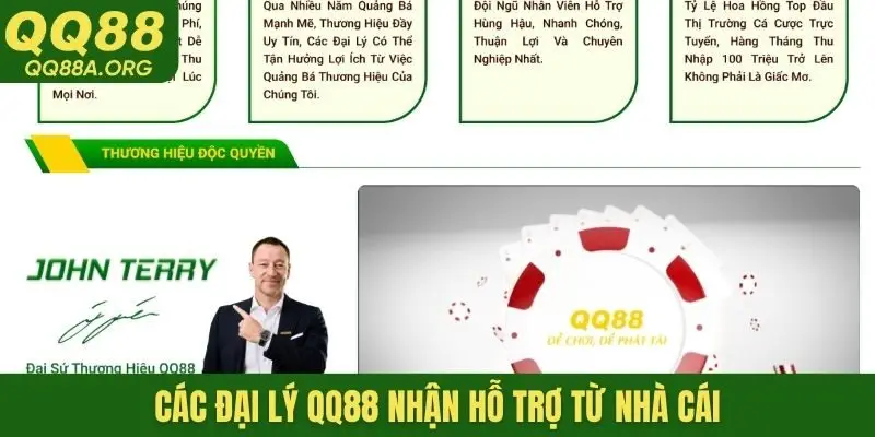 Các đại lý QQ88 nhận hỗ trợ từ nhà cái
