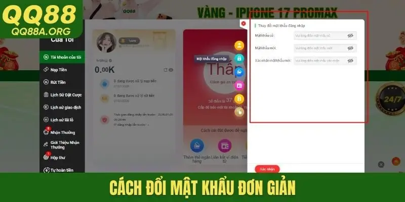 Cách đổi mật khẩu đơn giản
