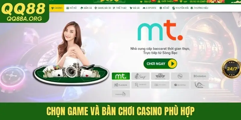 Chọn game và bàn chơi casino phù hợp