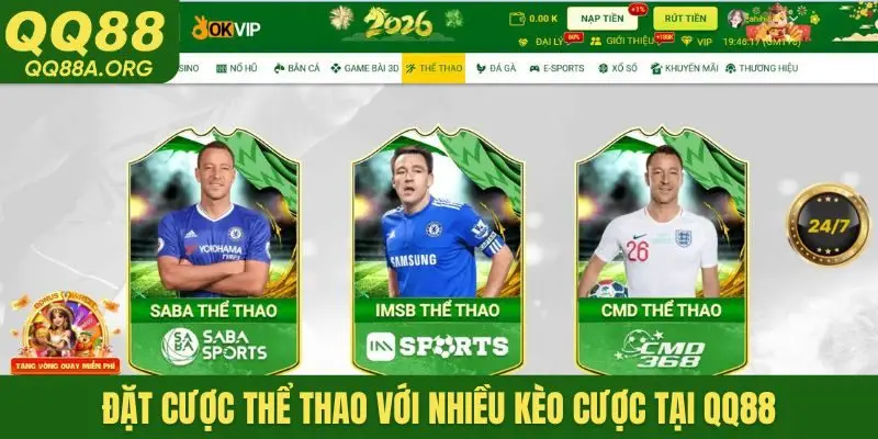 Đặt cược thể thao với nhiều kèo cược tại QQ88
