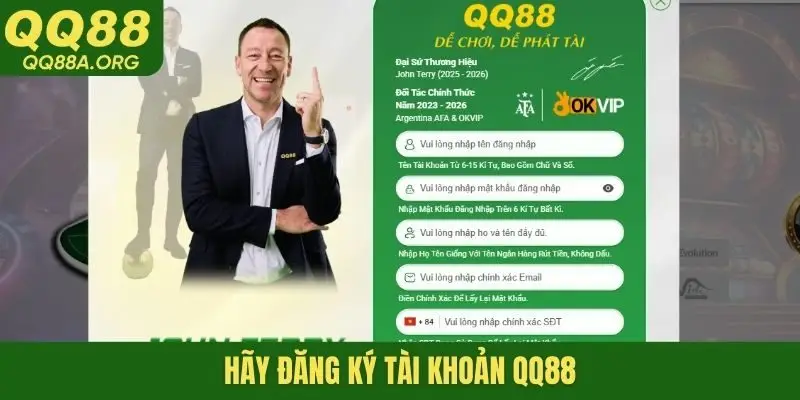 Hãy đăng ký tài khoản QQ88