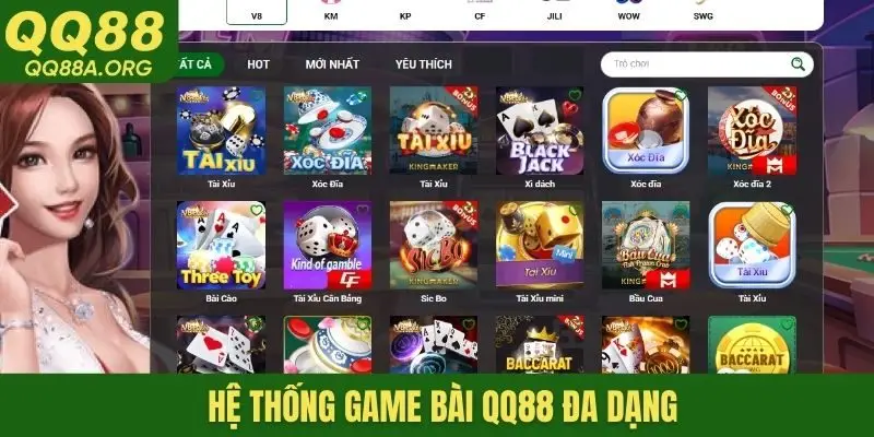 Hệ thống game bài QQ88 đa dạng