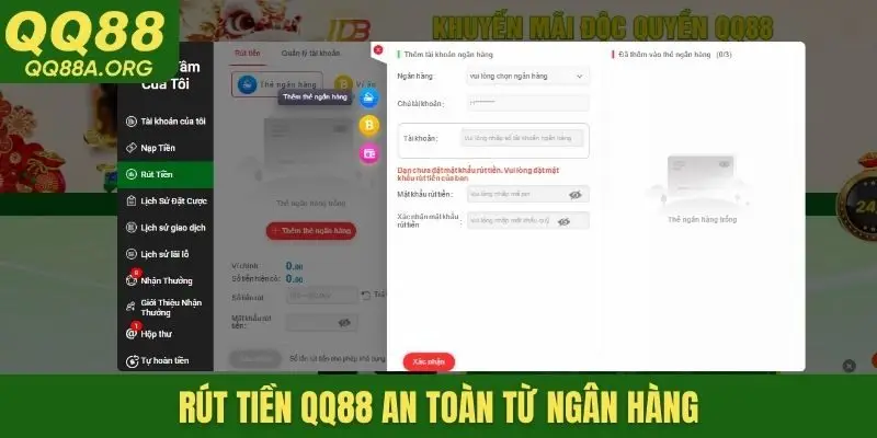 Rút tiền QQ88 an toàn từ ngân hàng