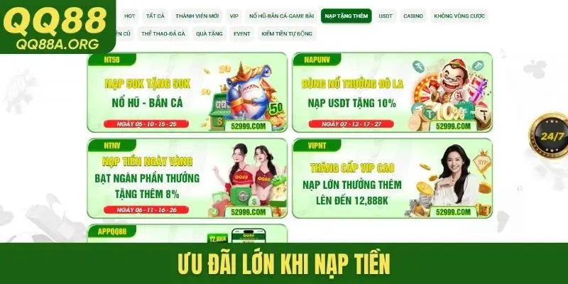 Ưu đãi lớn khi nạp tiền